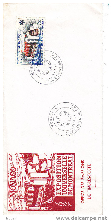 Exposition Universelle Montreal, Fdc Monaco Yvert N 727 - 1967 – Montreal (Kanada)