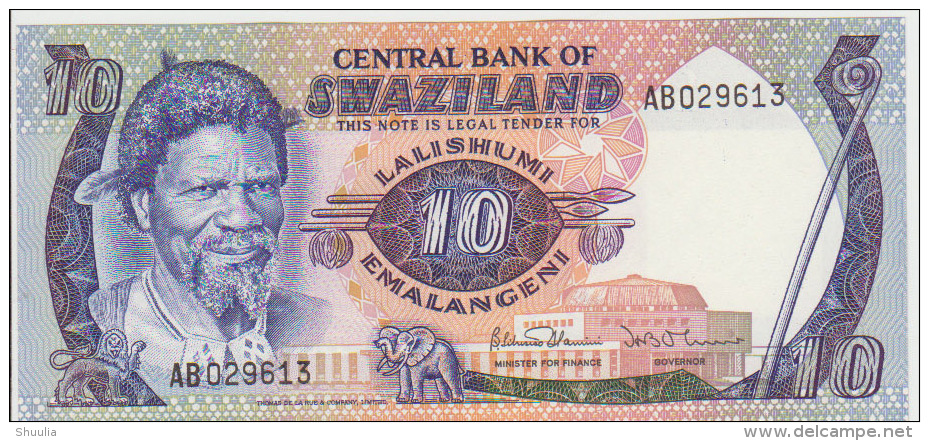 Swaziland 10 Lilangeni 1985 Pick 10c UNC - Swaziland