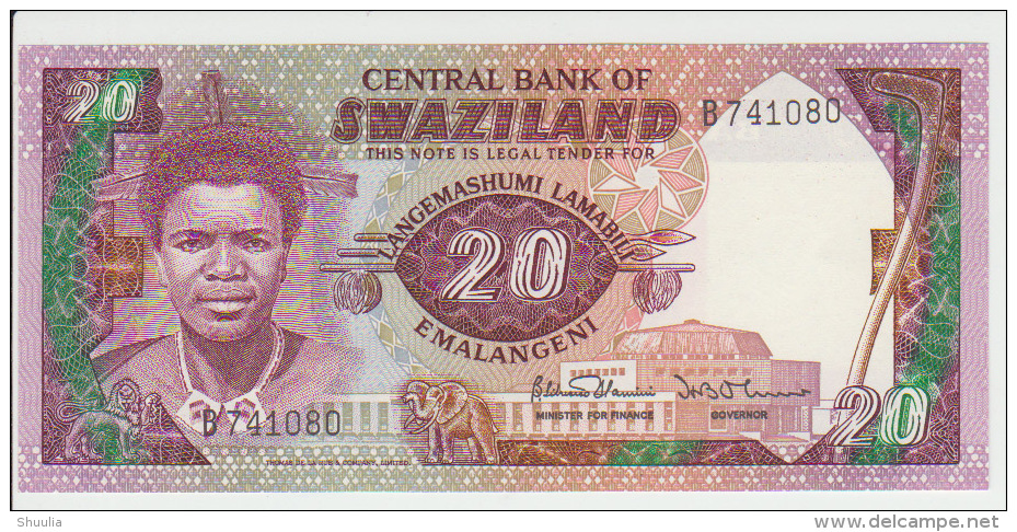 Swaziland 20 Lilangeni 1986 Pick 12 UNC - Swaziland