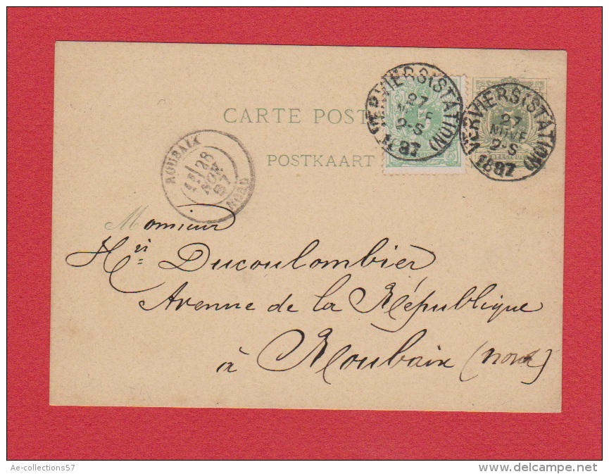 BELGIQUE  //  Entier Postal  //  De Verviers  //  Roubaix   // 28 /  11//  1887 - Cartes Postales 1871-1909