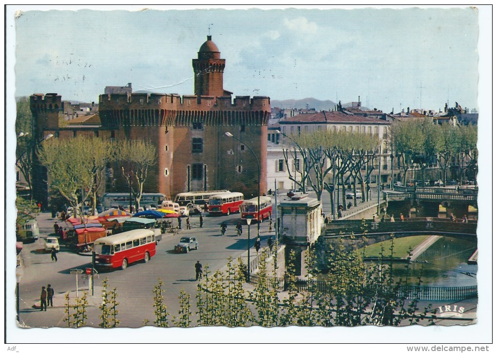 CPSM PERPIGNAN, BUS AUTOBUS CAR AUTOCARS,  CITROEN 2CV 2 CV, PYRENEES ORIENTALES 66 - Perpignan