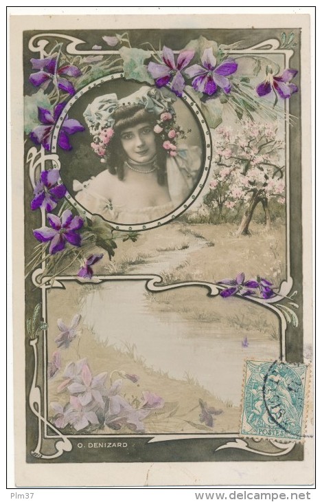ORENS - O. Denizard - Femme En Médaillon, Cadre Art Nouveau - Orens