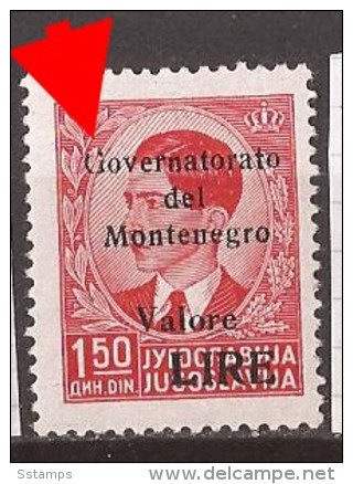 1942  ITALIA OCCUPAZIONE MONTENEGRO CRNA GORA OVERPRINT SCHWARZ BLACK ERROR  DAMAGED - G -   NEVER  HINGED - Montenegro