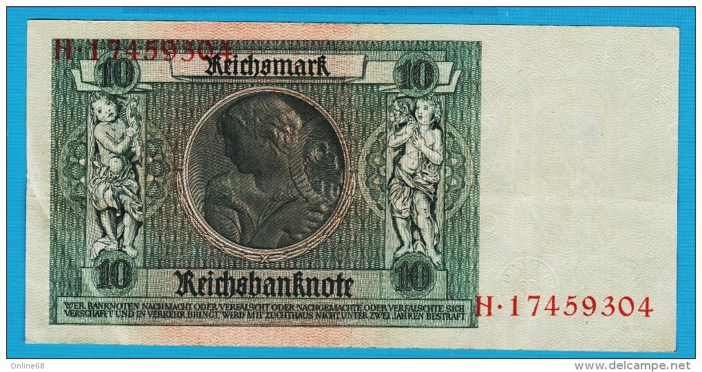 DEUTSCHES REICH 10 REICHSMARK  22.01.1929   Letter B  Serial#  H 17459304 P#180a - 10 Mark