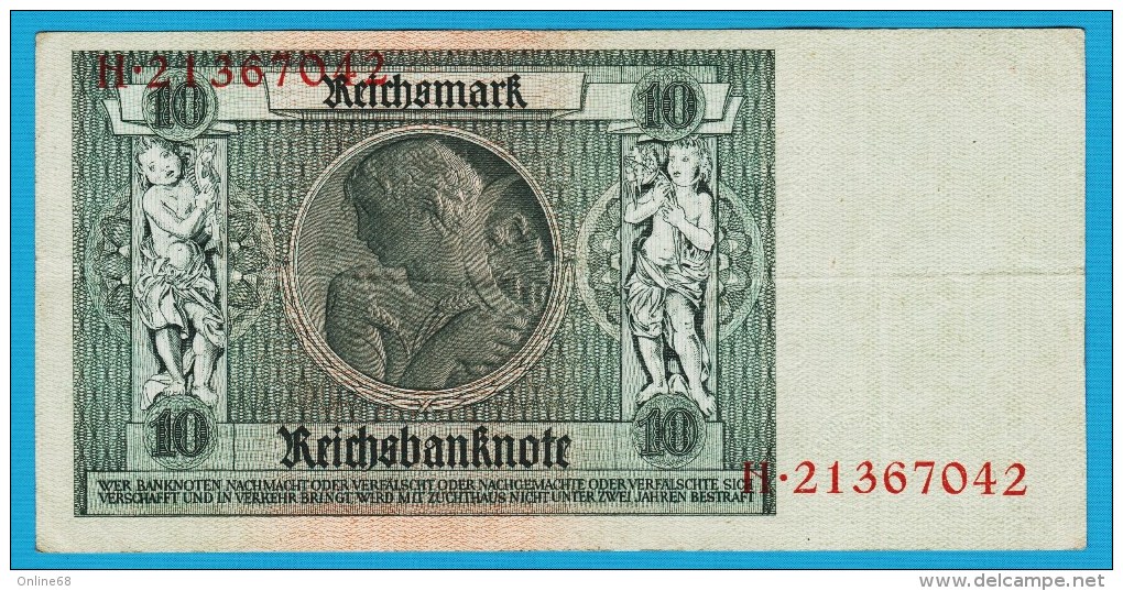 DEUTSCHES REICH 10 REICHSMARK 22.01.1929   Letter E  Serial#  H 21367042 P#180a - 10 Mark