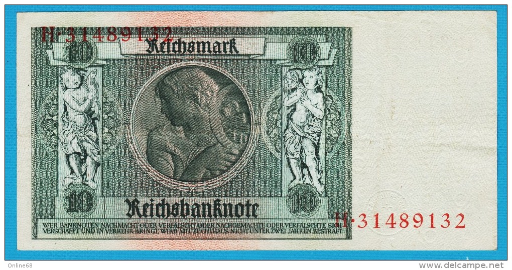 DEUTSCHES REICH 10 REICHSMARK 22.01.1929  Letter K  Serial#  H 31489132 P#180a - 10 Mark