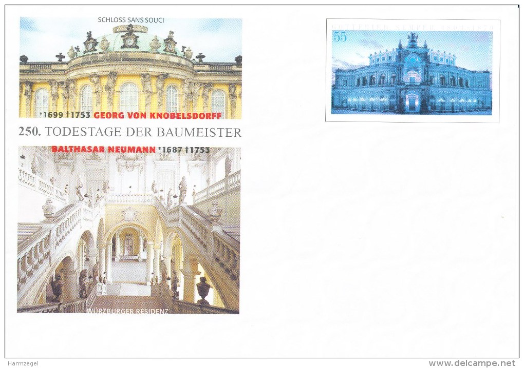 Postwaardestuk, Postal Stationary, Schloss Sans Souci, Würzburger Residenz - Kastelen