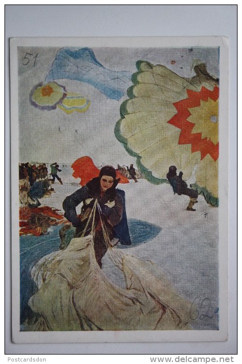 PARACHUTTING IN USSR (Girl Skydiver). OLD   PC - 1967 - Paracaidismo