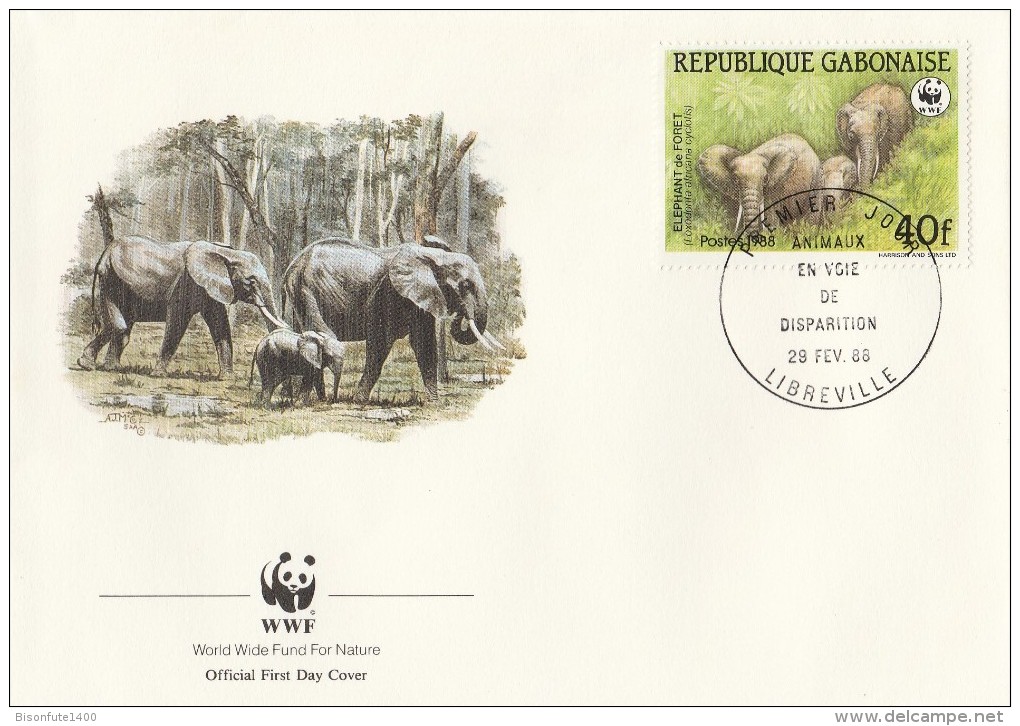 Gabon 1988 - FDC WWF" - Timbres Yvert & Tellier N° 640 à 643. - Gabon (1960-...)