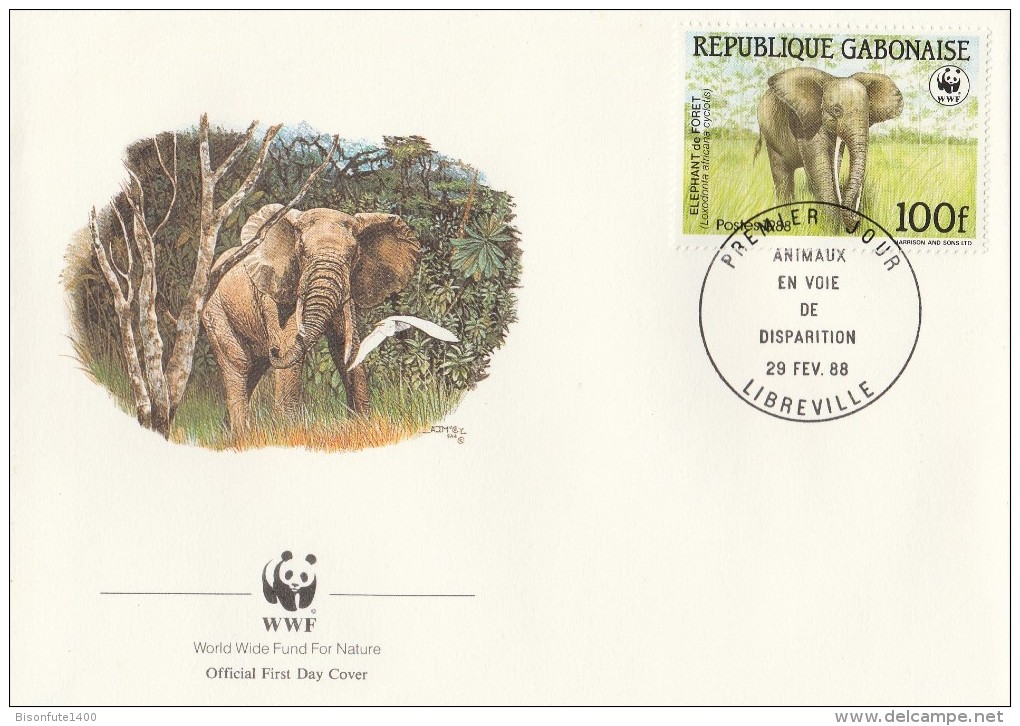 Gabon 1988 - FDC WWF" - Timbres Yvert & Tellier N° 640 à 643. - Gabon (1960-...)