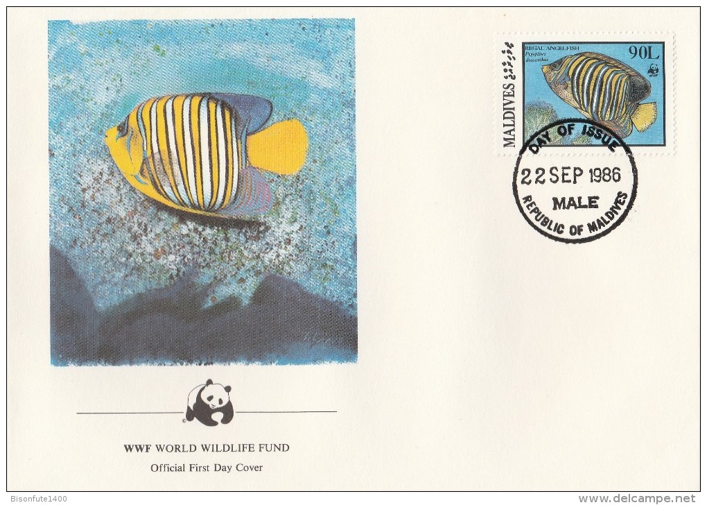 Maldives 1986 - FDC WWF" - Timbres Yvert & Tellier N° 1077 à 1080. - Maldives (1965-...)