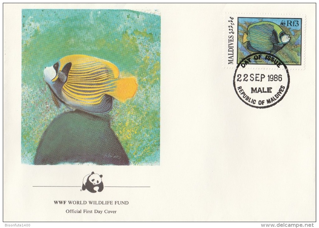 Maldives 1986 - FDC WWF" - Timbres Yvert & Tellier N° 1077 à 1080. - Maldives (1965-...)