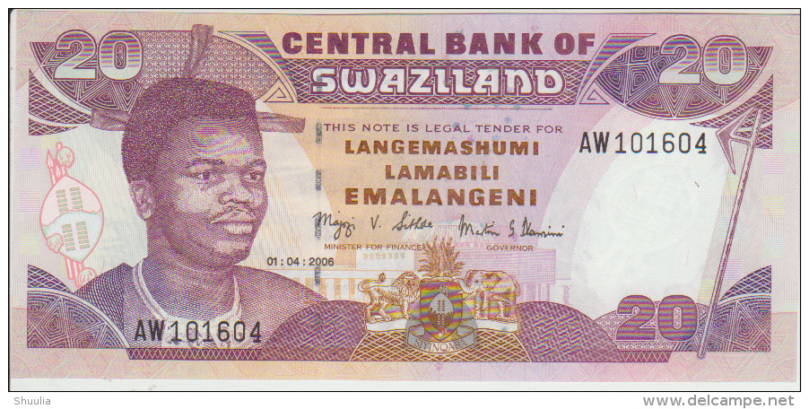 Swaziland 20 Emalangeni 2006 Pick 30 UNC - Swaziland