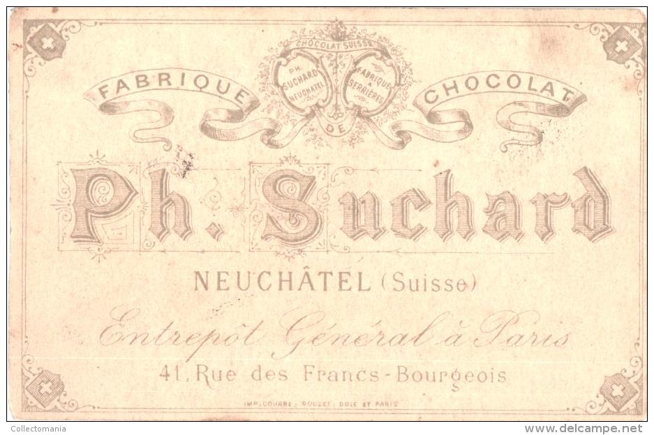 1 Litho Chromo Chocolate SUCHARD Printer Courbe Rouzet - Serie 001  G - Verso Very Good, See Scan For Recto - Suchard