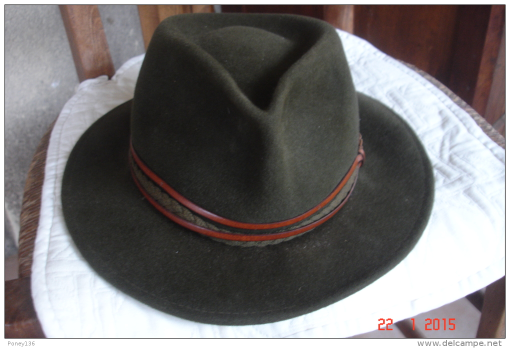 Chapeau De Chasseur Poil De Lapin Vert Taille 61 .Tascabile Hamilton Années 1990 - Accessories