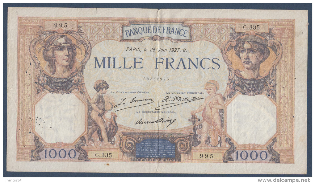 Billet De 1000 Francs Du 25/06/1927 - 1 000 F 1927-1940 ''Cérès Et Mercure''