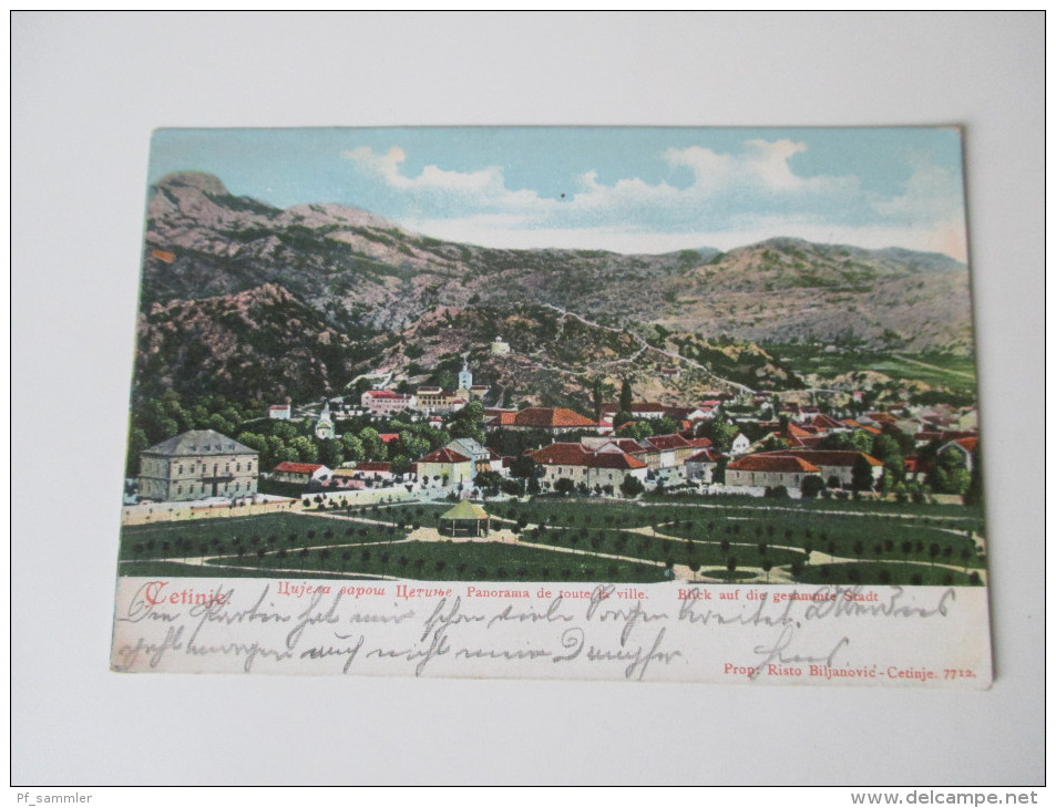 AK 1905 Montenegro. Cetinje. Blick Auf Die Gesamte Stadt. Panorama. Stempel K. Und K. Milit. Post Sarajevo Lager - Montenegro