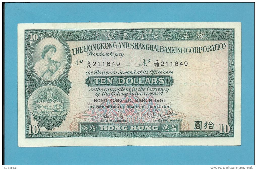 HONG KONG - 10 DOLLARS - 31.03.1981 - P 182.i - 2 Scans - Hong Kong