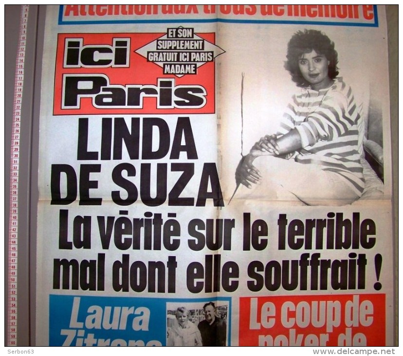 PUBLICITE 1987 AFFICHE DE PRESSE HEBDOMADAIRE ICI PARIS 56cmX76cm N°2191 STAR TV LINDA DE SUZA LAURA ZITRONE JEAN PIERR - Posters