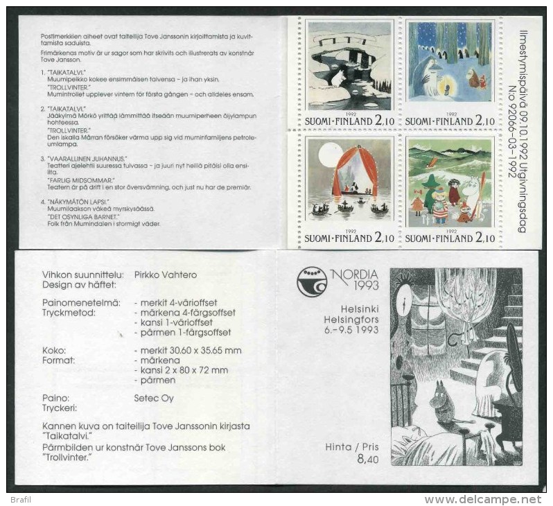 1992 Finlandia, Nordia 93 Esposizione Filatelica, Libretto, Serie Completa Nuova (**) - Carnets