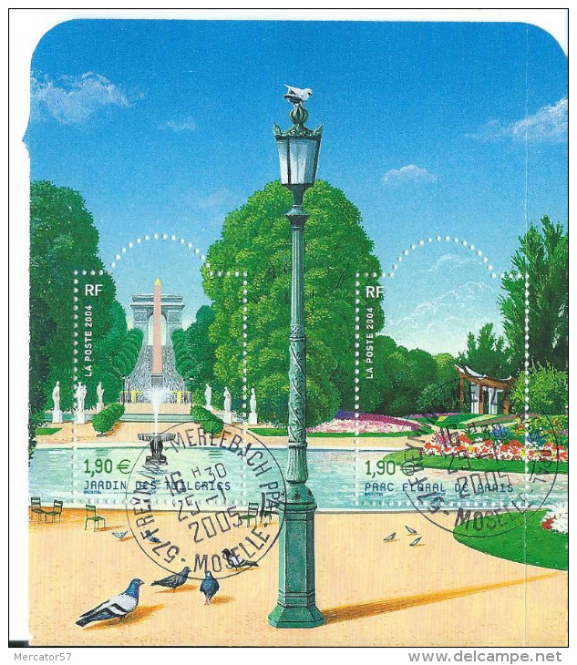 FRANCE Yvert N° 3673/74 Jardins De France Le Jardin Des Tuileries Et Le Parc Floral PARIS Obl D'époque Bien Lisible - Oblitérés