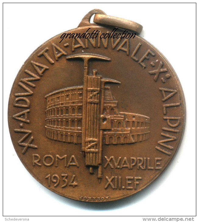 ALPINI 15a ADUNATA DI ROMA 1934 ANNO XII MEDAGLIA ORIGINALE - Altri & Non Classificati