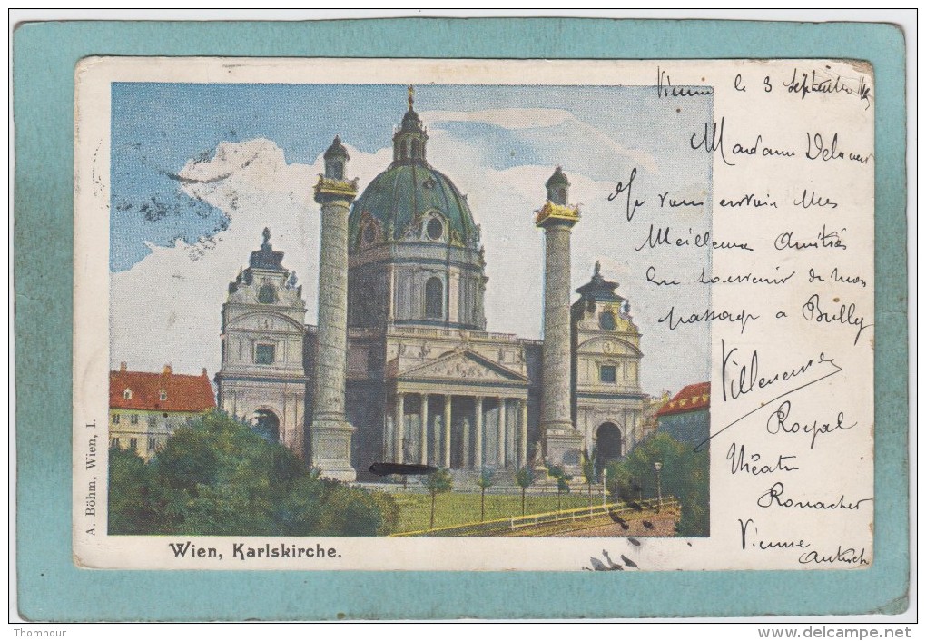 WIEN  -  KARLSKIRCHE  -  1905  -  CARTE  PRECURSEUR  - - Kirchen