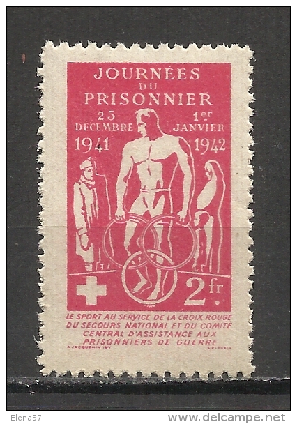 3101A  -INTERESANTE VIÑETA 1942 PRISIONEROS DE GUERRA CRUZ ROJA FRANCIA.COMITÉ CENTRAL DE ASISTENCIA DE PRISIONEROS - Croix Rouge