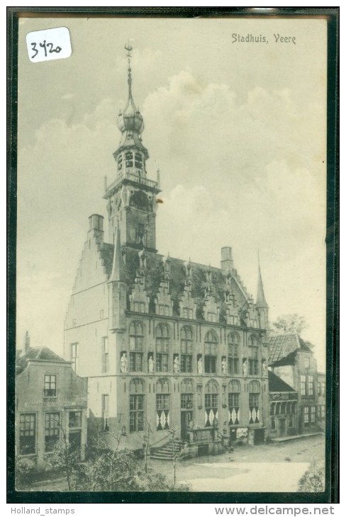 VEERE * STADHUIS * ANSICHTKAART * CPA * GELOPEN In 1915 Naar BLOEMENDAAL * NVPH NR 55 (3420) - Veere