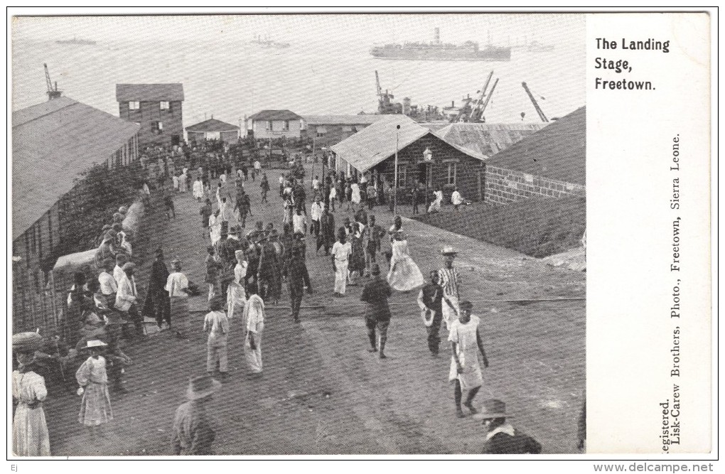 The Landing Stage, Freetown (ships, Dock)  Black & White Postcard 1917 - Sierra Leone