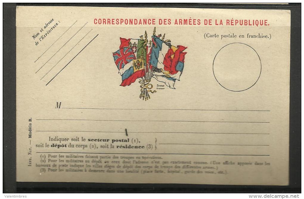 Guerre 14/18 Entier Postal Drapeaux  (2 Scans ) 6 - Guerre Mondiale (Première)