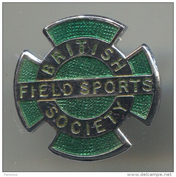 ARCHERY / SHOOTING - BRITISH FIELD SPORTS SOCIETY, Hunting, Enamel, Vintage Pin, Badge, Diameter: 25mm - Bogenschiessen