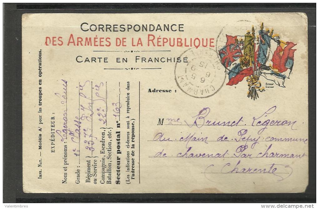 Guerre 14/18 Entier Postal Drapeaux  (2 Scans ) 15 - 1. Weltkrieg