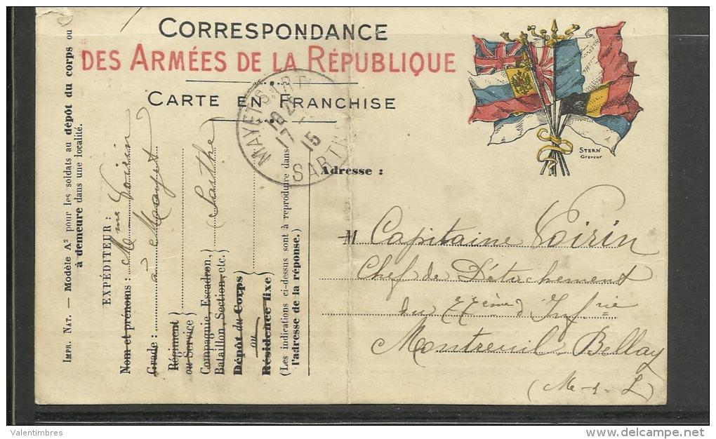 Guerre 14/18 Entier Postal Drapeaux  (2 Scans ) 16 - 1. Weltkrieg