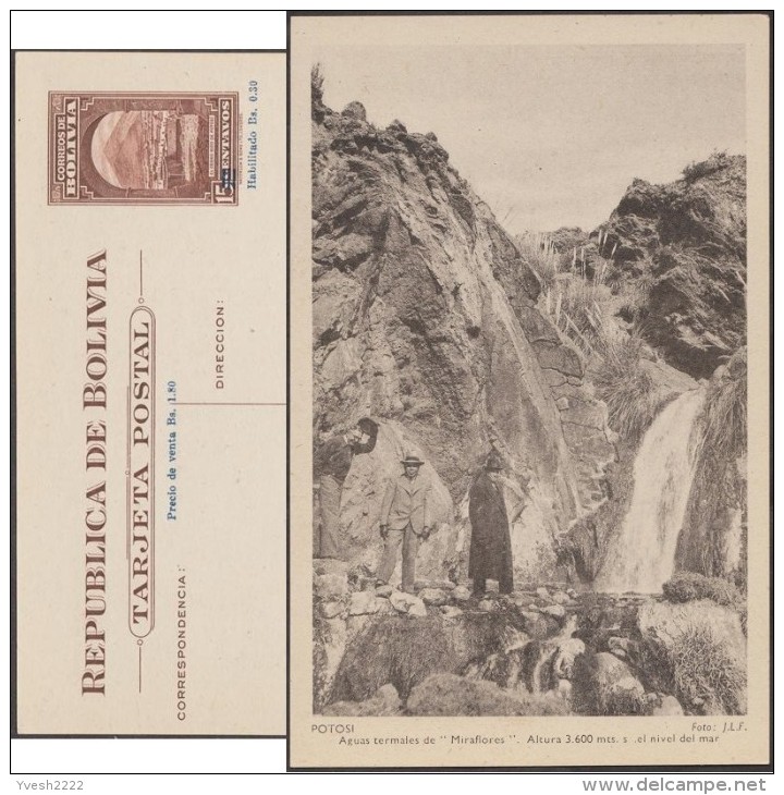 Bolivie 1945. Entier Postal Officiel. Potosi. Aguas Termales De ”Miraflores”. Altura 3.600 Mts S/ El Nivel Del Mar. Eaux - Hydrotherapy