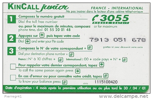 CARTE PREPAYEE-65U-KINCALL PLUS-30/04/01-PLASTIC GLACE-EPAIS-TB E - Autres & Non Classés