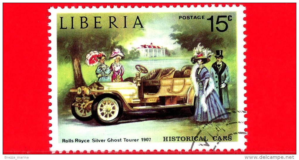 LIBERIA - USATO - 1973 - Automobili Storiche - Old Cars - Rolls Royce Silver Ghost Tourer, 1907 - 15 - Liberia