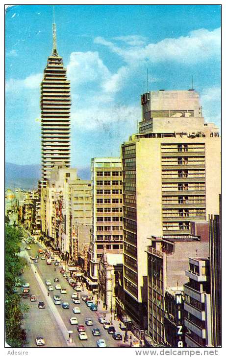 MEXICO Broadway Of Mexico City 1959, The Hotel Bamer Can Be Seen In The Foreground, Schöne 5 Fach Frankierung - Mexiko