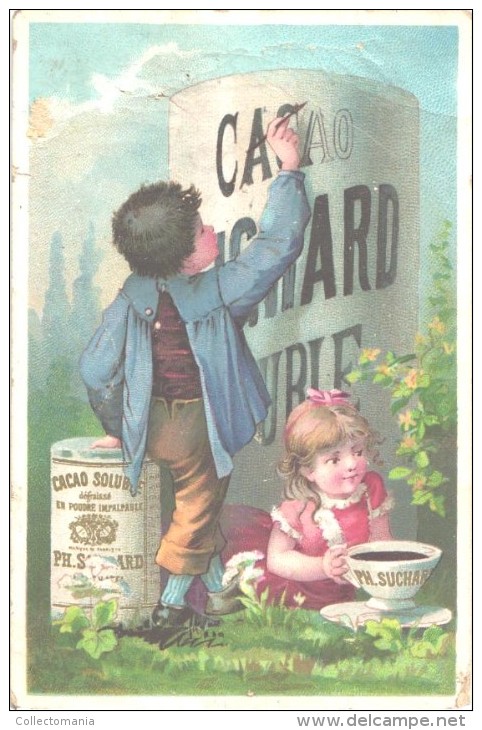 1 Litho Chromo Suisse Cacao SUCHARD - From  Serie 11 D - Boy Writes CACAO Voir Scans Pour évaluation - Suchard