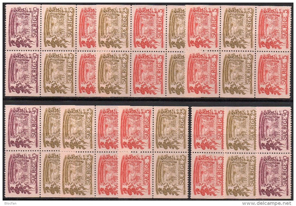 Block-Zusammendrucke 1966 Theater Schweden 555/7 9ZD Aus HBl.40/MH 13 ** 6€ Art Se-tenant Court Theatre Booklets Sverige - Variétés Et Curiosités