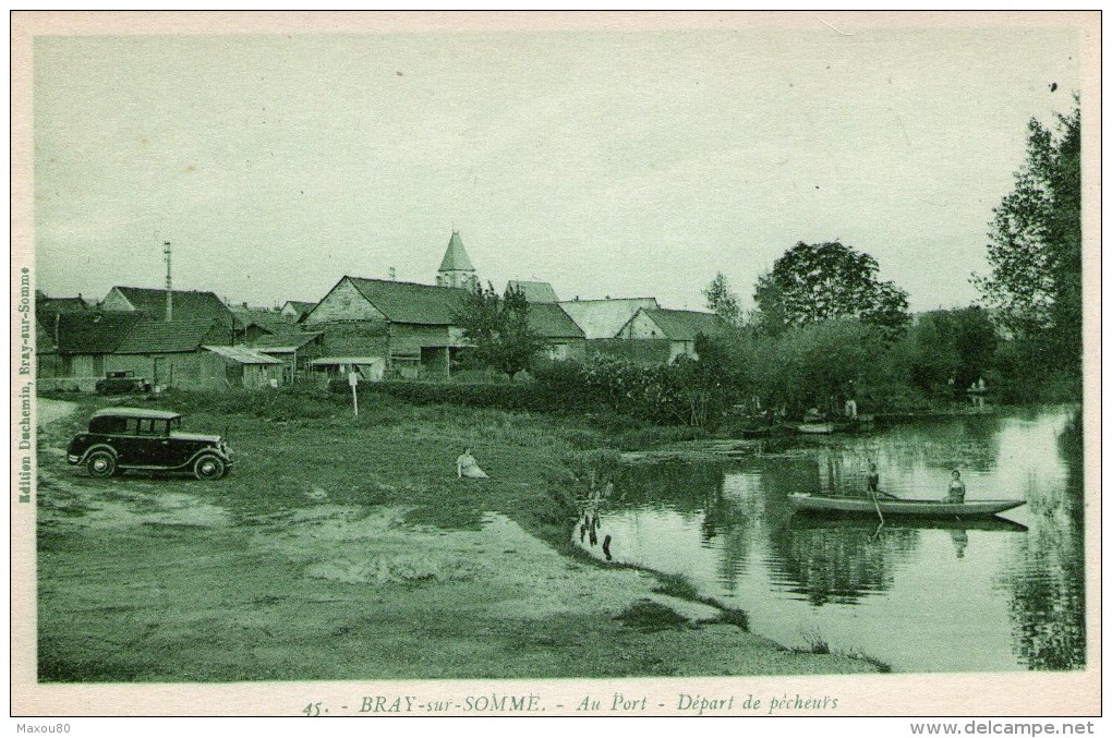 BRAY-sur-SOMME - Au Port - Départ De Pêcheurs - (Vieille Voiture) - - Bray Sur Somme