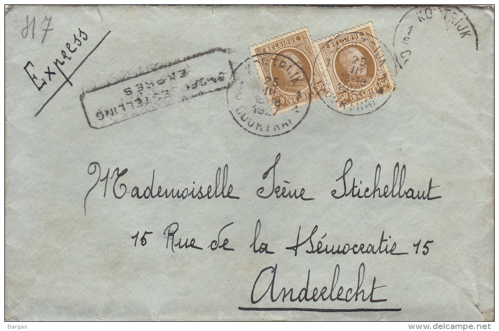 Enveloppe Expres Spoedbestelling Courtrai Anderlecht - Lettres & Documents