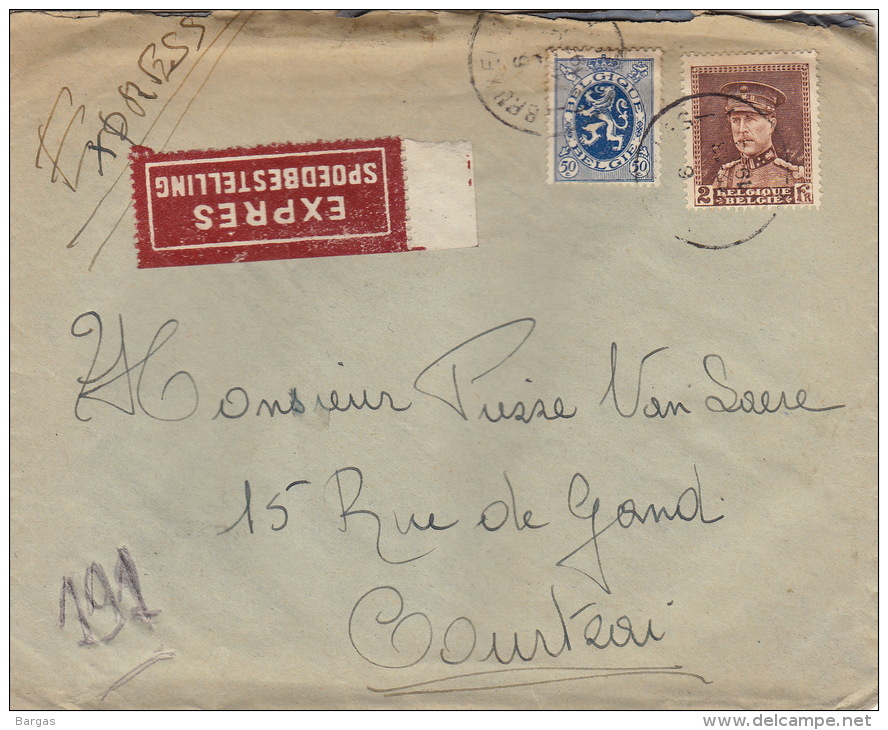 Enveloppe Expres Spoedbestelling Bruxelles Courtrai - Cartas & Documentos