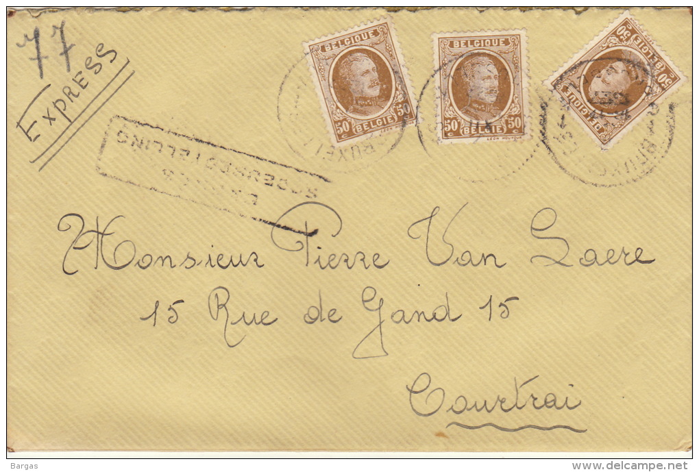 Enveloppe Expres Spoedbestelling Bruxelles Courtrai - Lettres & Documents