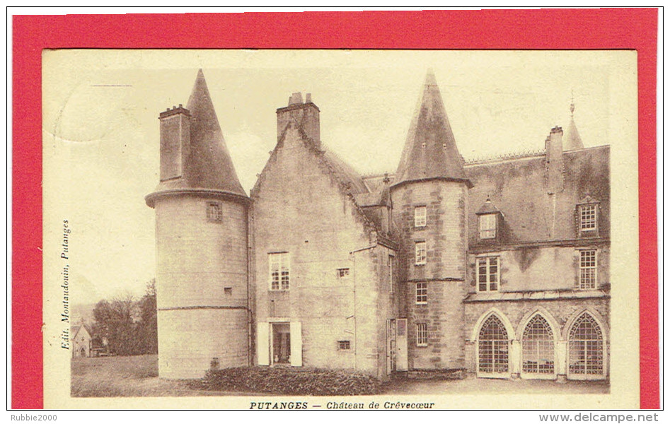 PUTANGES 1935 CHATEAU DE CREVECOEUR CARTE EN BON ETAT - Putanges