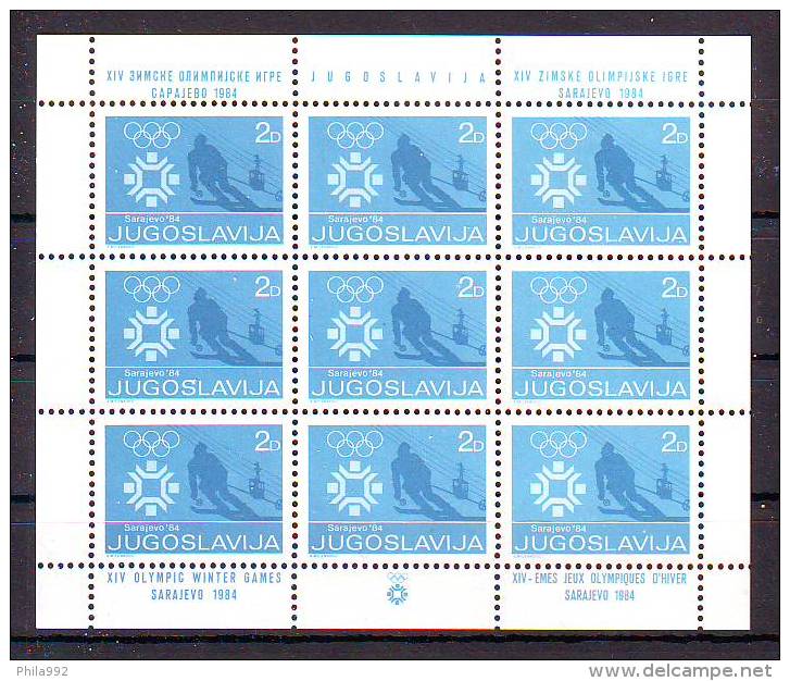 Yugoslavia 1984 Y Charity Stamp Sport Olympics Sarajevo Mi No 83 Minisheet MNH - Liefdadigheid