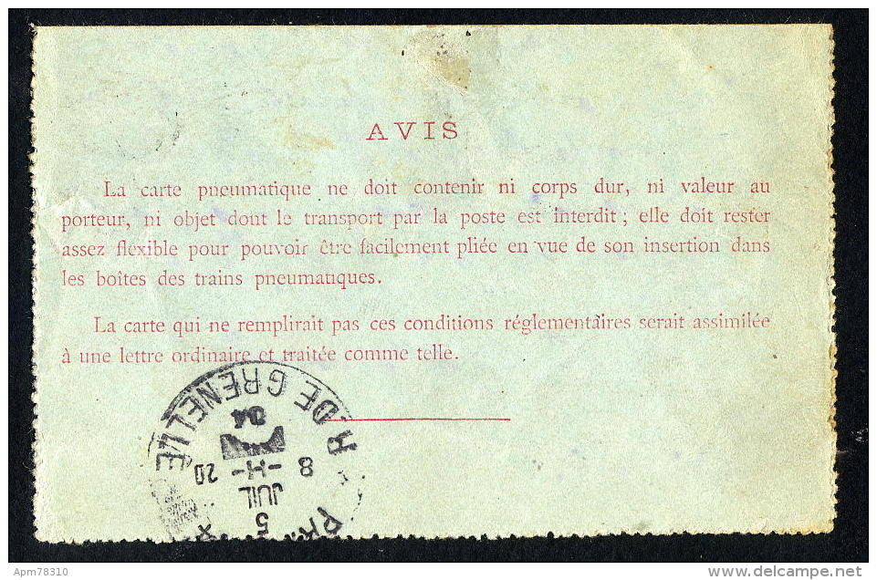 FRANCE Y&T OBL   1904 Entier Pneumatique Chaplain 30c - Paris 53 - Neumáticos