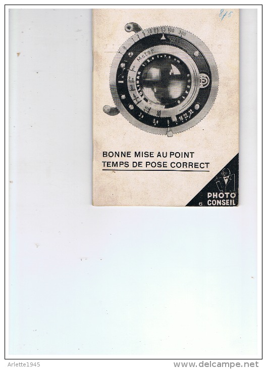 BONNE MISE AU POINT TEMPS DE POSE CORRECT  1939 - Appareils Photo