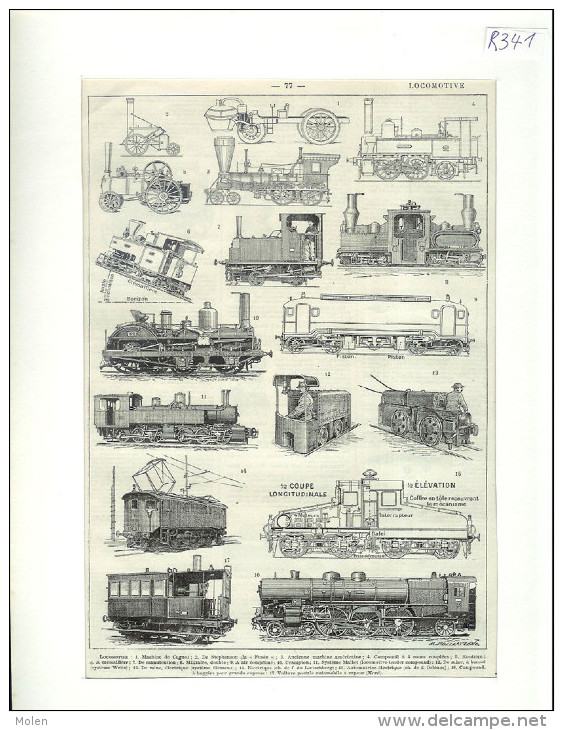 LOCOMOTIVE TRAIN TREIN TRAM TRAMWAY VAPEUR ZUG TRENO TREN GRAVURE XIXé Ou XXé ENGRAVING ETS  R341 - Transport