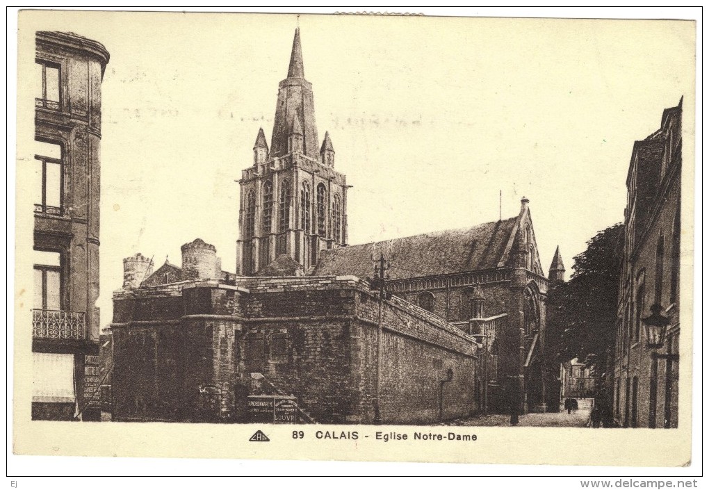 Calais - Eglise Notre-Dame Black & White Postcard 1937 - Calais